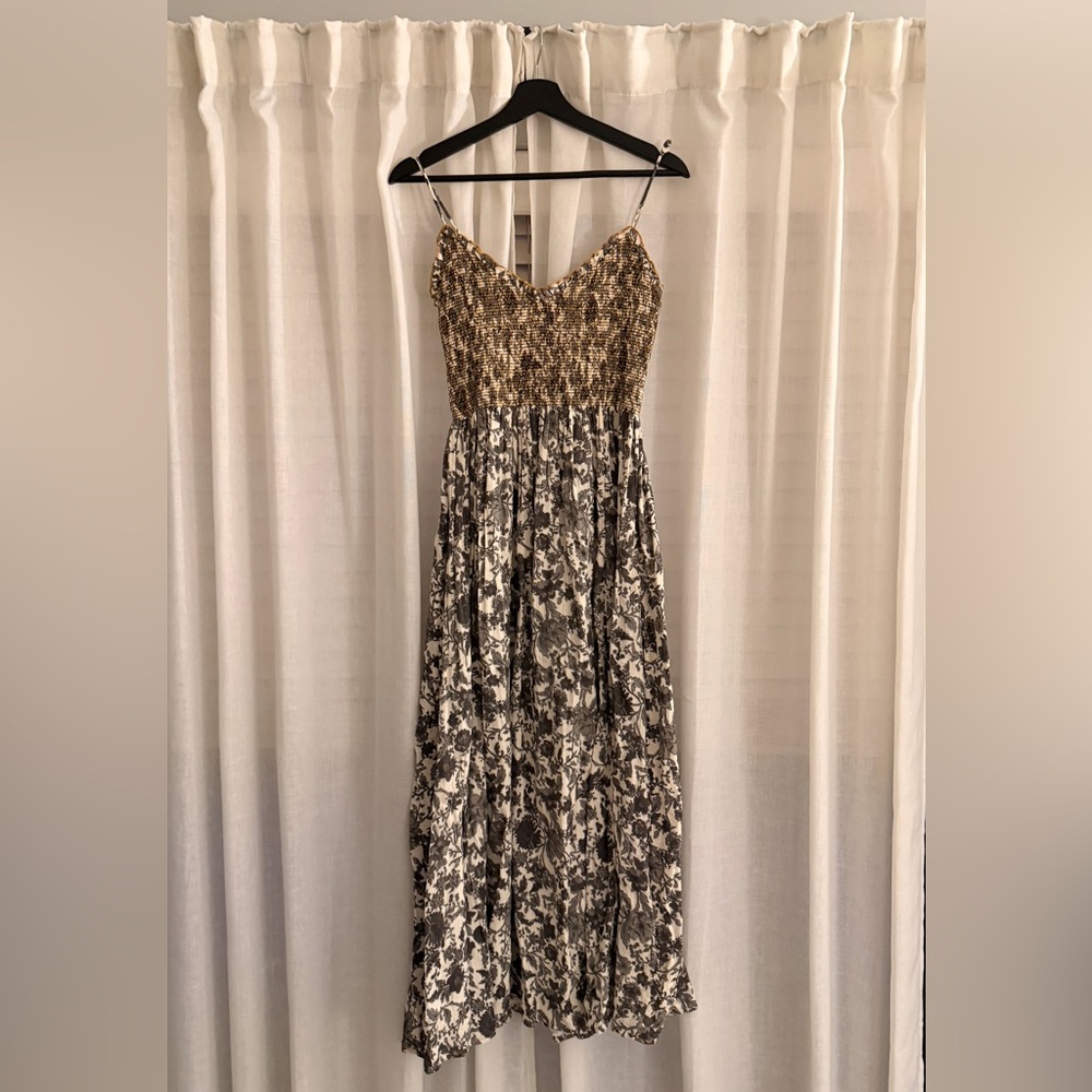 Free People Brown and Cream Floral Maxi Dress